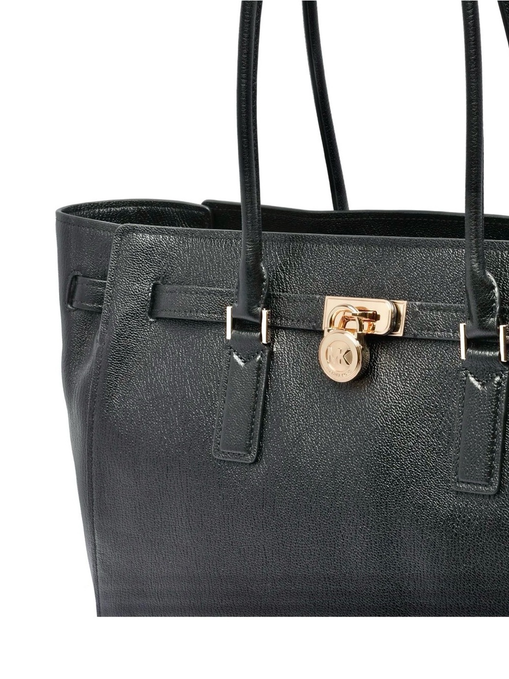Michael Kors Black Leather Tote with Gold Accent Lock - Picture 12 of 16